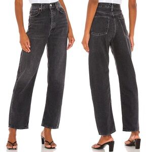 AGOLDE 90s Mid Rise Loose Fit Denim Jeans Photogram‎ Black Size 23 Straight Leg